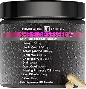 Formulation Factory She's Obsessed: 10-in-1 Hormone Balance Maximizer with Shilajit, Maca, Ashwagandha, DIM, Dong Quai, Zinc & More for Vitality & Balance – 120 Capsules 2 Months