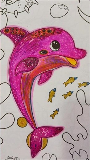 Cute pink dolphin coloring 🐬💕 Color with me 🎀✨ #coloring #colorwithme