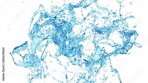 light blue water splash in slow motion - on white, alpha included (FULL HD)