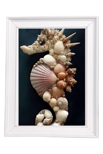 Handmade Seashell Seahorse Wall Art | Coastal Beach Decor | Ocean-inspired Shell Mosaic | Nautical Home Accent - Etsy UK