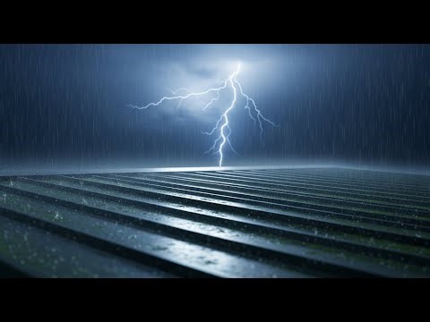 Heavy Rain Hitting Tiled Roof | Silent Alley Storm Ambience