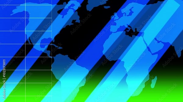 World map animation for news bulletin 4kvideo,seamless loop 4K motion graphics backdrop of the stylizedt digital world map spinning. Great for news, current events and business