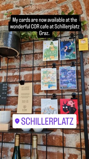 Check it out! My cards are now available at @corcoffeebar in Graz. It's a wonderful little corner cafe in beautiful St. Leonhard in Graz. | The Art of Anna-Maria Jung