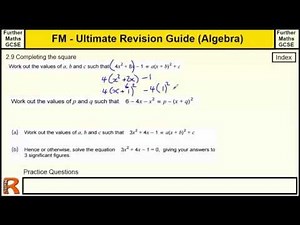 Completing the Square (multiple x squared) - Ultimate revision guide for Further maths GCSE