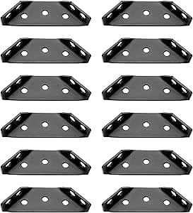 HOWDIA Angle Corner Bracket for Wood, Heavy Duty Shelf Metal Brackets Triangle Right Angled Corner Brace Universal Furniture Corner Connector Furniture Fastener Joint, Black(12 Pcs)
