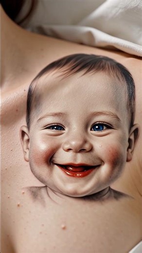 Realistic Baby Tattoo ASMR 😍 Satisfying Skin Art #tattoo #ai #asmrtattoo