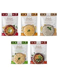 ReadyWise - Simple Kitchen, Soup Sampler, Variety Pack, 8 Servings Per Pouch, Family Size, Gluten Free, Freeze Dried, Ready to Eat Meals, Hiking & Backpacking Food, Pack of 5