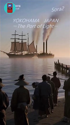 AIが再現する 横浜開港 海が世界へと開かれた日。日本の夜明けがここから始まった。#shorts ＃横浜