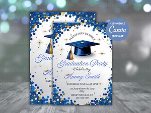 Graduation Party Invitation, Class of 2025 Invite, Blue Graduation Announcement, Self-editable Digital Download, Printable Grad Card - Etsy