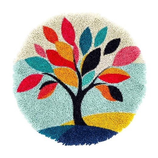 Colorful Tree Latch Hook Rug Kit: DIY Stamped Crochet Carpet - Etsy
