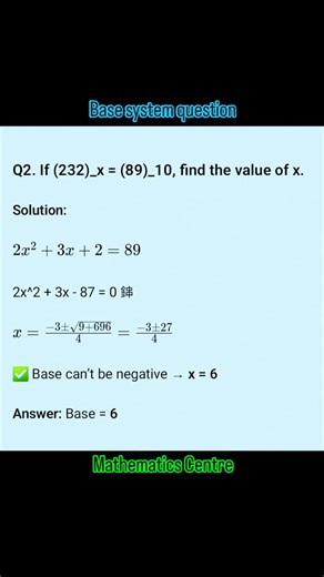 Base system question #ssccgl #viralreels #sscmath #sscmath | Mathematics Centre | Facebook
