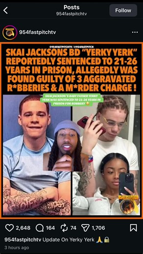 SKAI Jackson’s Baby Father YERKY YERKY Was Sentenced To 21-26 Years In Prison For Robbery 😳 #greenscreen #skaijackson #yerkyyerky