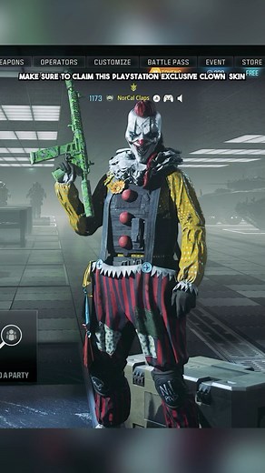 Official.claps | Free PlayStation Exclusive Clown Skin In Warzone 👀🔥 #warzone #callofduty #gaming #playstation | Instagram
