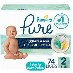 Pampers Pure Baby Diapers Size 2, 74 Count (Select for More Options)