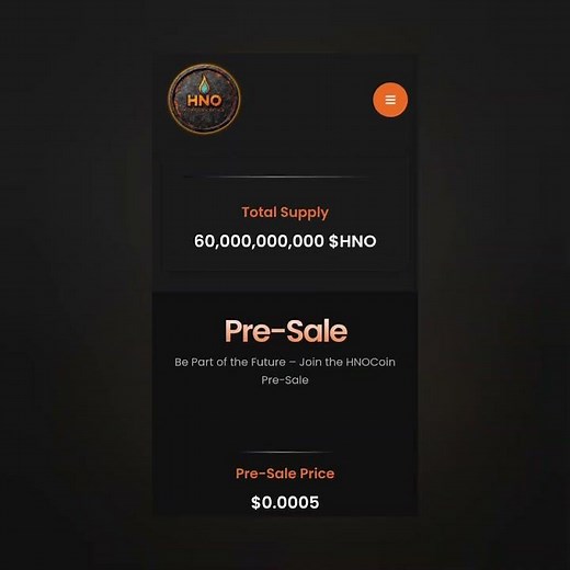 HNO cryptocurrency coin. Pre-sale $0.0005. $30 get you 60k HNO plus a bonus 5K= 65,000.