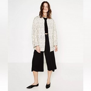 Zara Embroidered Bomber Jacket Zip Up Aztec Print Size Medium