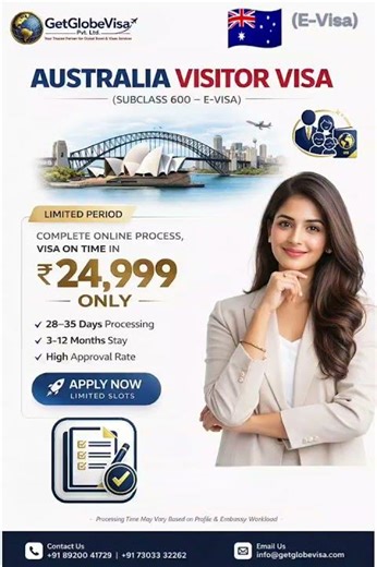 Australia Visitor Visa (Subclass 600 – E-Visa) | Complete Online Process from India Fast & Reliable