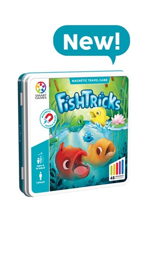 🎉 We’re excited to introduce a new travel game – FishTricks! 🐠 A fun and colourful puzzle game for ages 5 , packed with 48 exciting challenges. Line up the fish from largest to smallest🧠🌊 #FishTricks #SmartGames #NewGame #PuzzleFun #5Plus #48Challenges #LearningThroughPlay | SmartGames