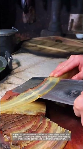 Slicing Perfection: Paper-Thin Sheets of Cured Meat by Hand