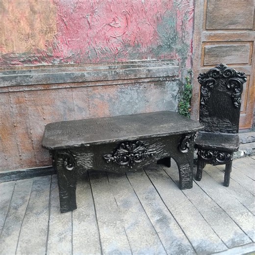 Gothic Miniature Table 1:12 Scale Black Haunted Dollhouse Furniture Witchy Decor Victorian Diorama - Etsy