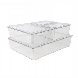 Martha Stewart Brody Stackable Plastic Storage Box with Lids Office Desktop Organizers, Set of 4, 2-SM/1-MED/1-LG
