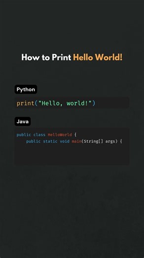 How to Print Hello World! Python vs Java #code #python #Java