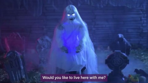 Haunted Hill Farm 4 ft. Motion Activated Sitting Tombstone Girl by Tekky Premium Talking Halloween Animatronic HHSTMBGRL-1FLSA