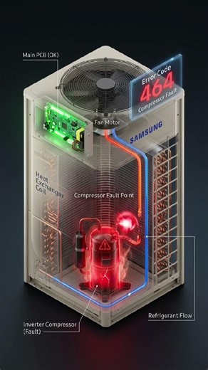 Samsung DVM Error 464 Explained 🔧Real Fault: Compressor ⚠️