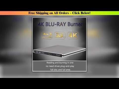 Ultra-Slim External Optical Drive with 4K Blu-Ray Burning, USB 3.0, DVD Play, 3D Blu-Ray R/W,