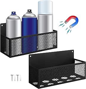 Gisafai 2 Pcs Magnetic Aerosol Spray Can Holder Heavy Duty Magnet Toolbox Bottle Holder Easy Install Spray Can Organizer Wall Mounted Aerosol Can Rack for Garage Home Workspace 8.27 x 3.15 x 4.33 Inch