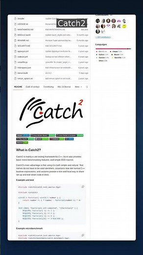 21K+ Stars • C++ Testing | Catch2 — Modern Unit Test Framework #shorts