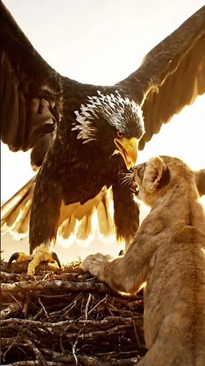Eagle Defends Its Nest From a Lion Cub Attack | Ultra Realistic 4K Wildlife Fight