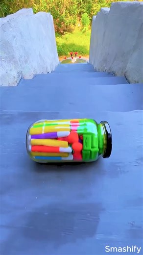 Glass Bottle Breaking 🍾🎨🔥| Crushing Things #shorts #asmr #satisfying #glassbottle #breaking #sound