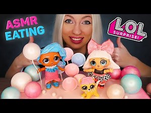 ASMR Eating Edible LOL DOLL. UFO CANDY 우주캔디 우주사. CHOCOLATE CAKE AND BALLS (MUKBANG 먹방) NO TALKING