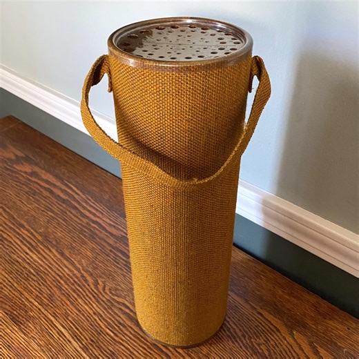 Vintage MCM Knitting Needle Caddy With Gauge Top and Handle Mustard Yellow Fabric - Etsy
