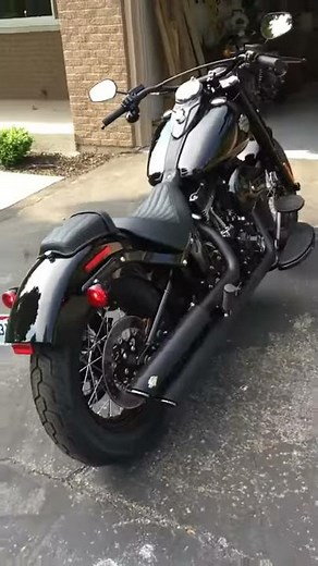 Softail slim with Vance & Hines 3" slash cuts