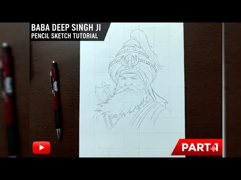 Baba Deep Singh Ji Portrait Drawing Tutorial |Grid Method Step by Step | Sikh Art