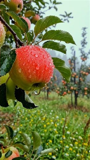 Nature’s Perfect Apple 🍎🌧️ 4K Rain Drop Magic #shorts #nature