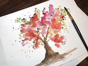 Baum nach malen Aquarellbild Baum zeichnen Tutorial Malkurs Aquarell einfach für Anfänger Baum