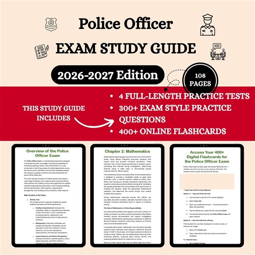 Police Officer Exam Review 2026 | Police Officer Exam Study Guide | Police Officer Study Guide | Police Officer Exam Prep | Police Test - Etsy