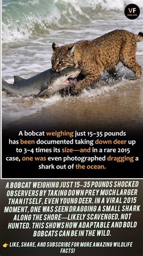 Bobcat vs Giant Prey 😳 Even a Shark