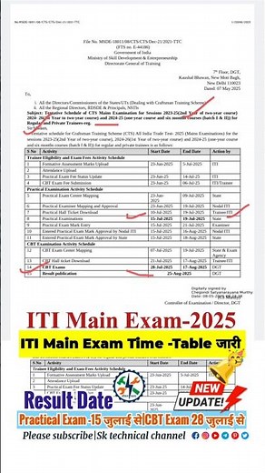 ITI Main Exam Time table 2025|AITT Exam July 2025|iti exam date 2025|iti exam 2025 time table#iti