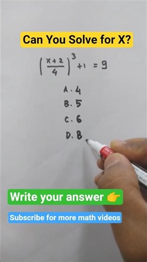 Can You Find X? 🤔 | ((x + 2) / 4)³ + 1 = 9