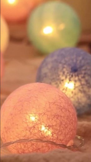 Colorful Cotton Ball LED String Lights – Battery Fairy Garland for Christmas, Weddings & Home Decor.