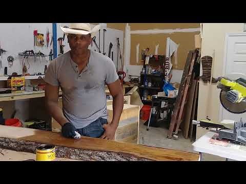 Staining a Live Edge Red Oak Slab