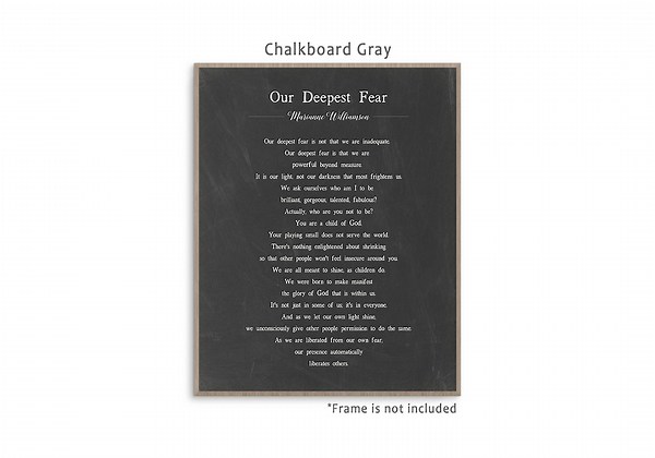 Our Deepest Fear Poem by American Poet Marianne Williamson Motivational Wall Art Print Poster With Multiple Color and Frame Options. - Etsy