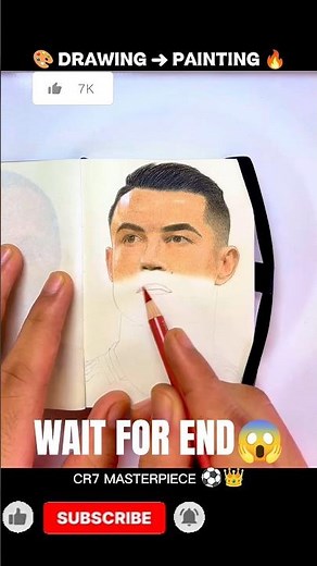 🎨 Cristiano Ronaldo Drawing to Painting Transformation ⚽🔥 | Amazing Art Challenge #ronaldo #shorts