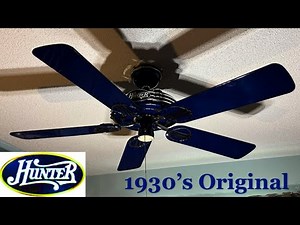52” Hunter 1930’s Original ceiling fan (Cobalt Blue, Without Light Kit, 2025 Remake)