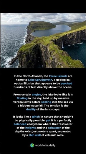 The Floating Lake. In the Faroe Islands Lake Sorvagsvatn creates a mind-bending optic...