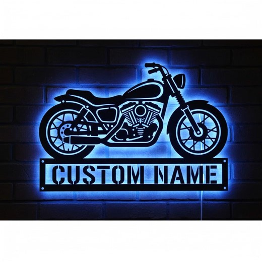 Personalized Motorcycle LED Metal Sign, Custom Biker Name Wall Art, Lighted Garage Decor, Man Cave Neon Style Sign,gift for Motorcycle Lover - Etsy